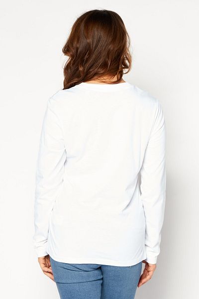 Esprit Women Round Neck Long Sleeves Brand Logo T-shirt, White