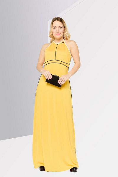 Diesel Women Brand Logo Maxi Dress, Yellow