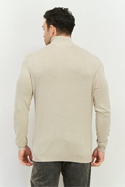 Sorbino Men Mock Neck Knitted Sweater, Beige