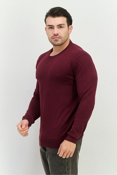 Sorbino Men Crew Neck Knitted Long Sleeves Sweatshirt, Burgundy
