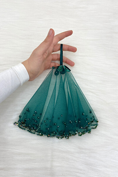 ZEYMERADE Yeşil Gelin Damat Halay El Mendili, Kristal Boncuk Ve İncili, Düğün...