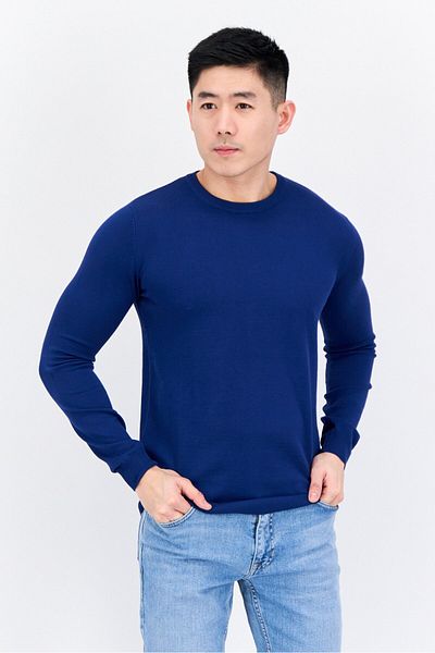 Sorbino Men Crew Neck Knitted Long Sleeves Sweatshirt, Blue