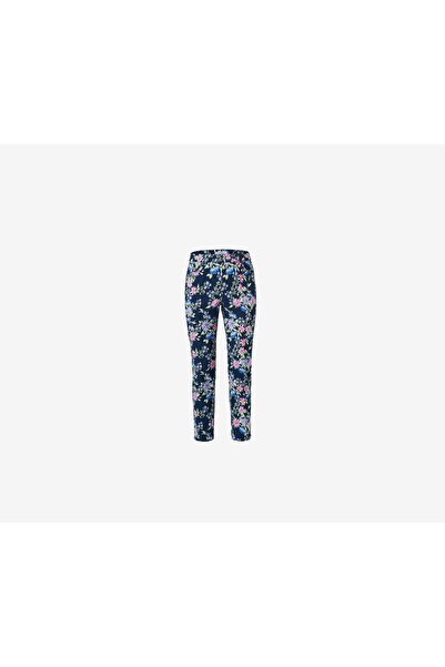 Tchibo Women Regular Fit Allover Print Straight Leg Pants, Navy Combo