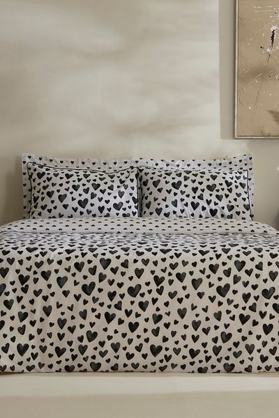 Karaca Home Set cuvertură de pilota Amour Bliss Black Double 100% bumbac