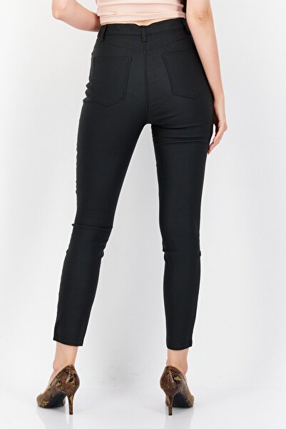 NA-KD Women Fitted Leg Waxed Skinny Pants, Black