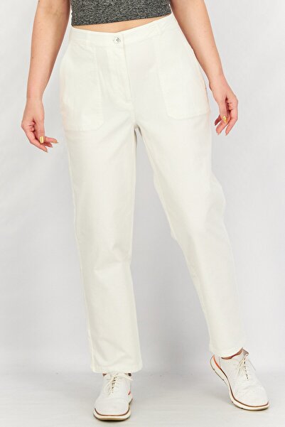 Tchibo Women Regular Fit Stretchable Solid Trouser Pants, Beige