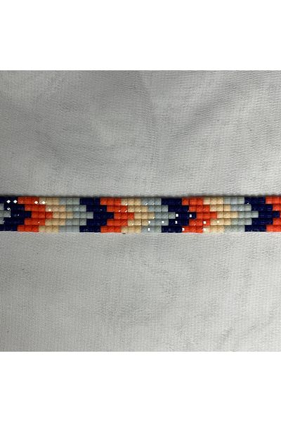 Bukle İplik 1 Meter Orange-Cream-Turquoise-Navy Blue Color Transition Iron-On Adhesive Strip