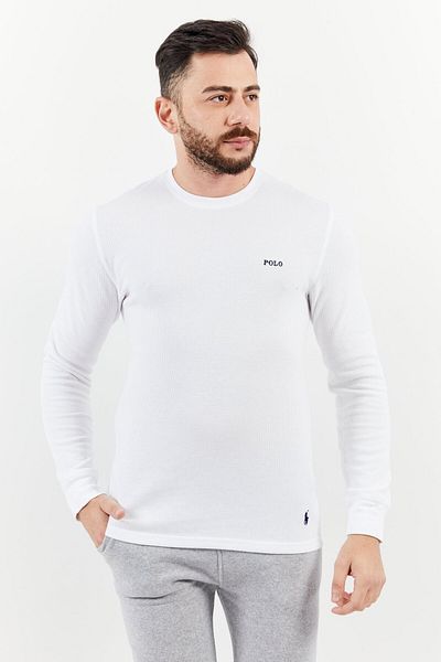 Polo Ralph Lauren Men Round Neck Brand Logo Long Sleeve Sleepwear, White