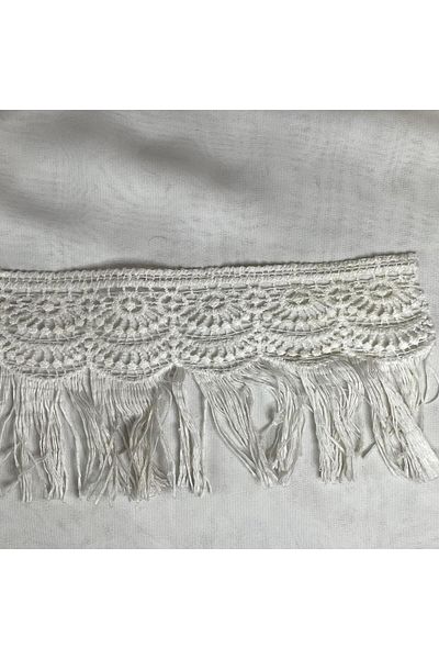 Bukle İplik Ethnic Retro Patterned Wire Fringed Guipure Decorative Strip (4 cm Width) - 1 Meter