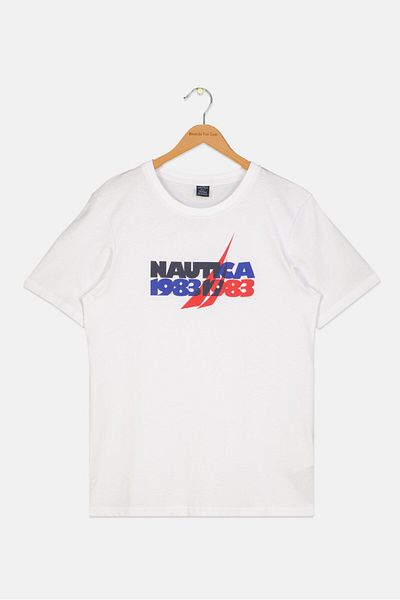 Nautica Kids Boy Short Sleeves Brand Logo T-Shirt, White