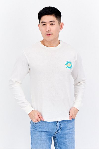 Gotcha Men Crew Neck Long Sleeve Graphic Print Sweatshirt, White