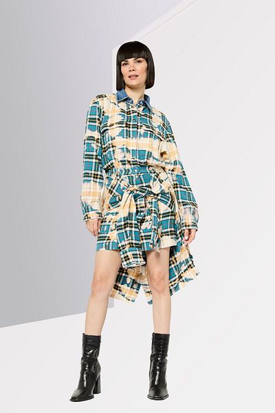 Diesel فستان ميدي بحزام منقوش للنساء، أزرق