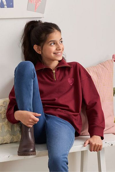 Tchibo Kids Girl Long Sleeve Graphic Sweatshirt, Red