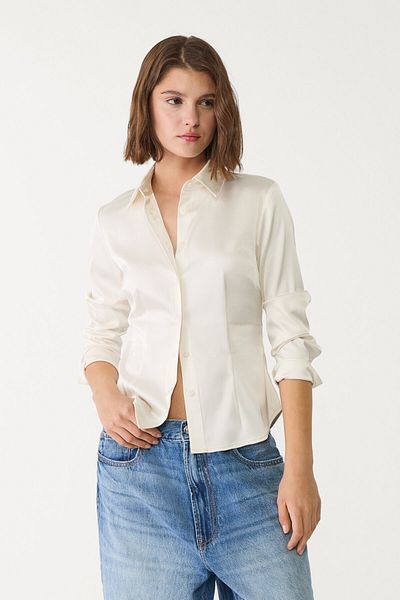 Stradivarius Fitted satin shirt