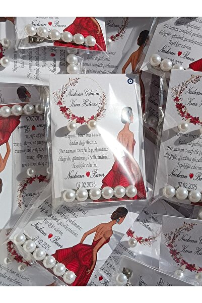 Tasarım BursaTasarımDünyası 50 adet Kına Hediyeliği inci toka+küpe