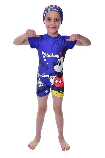 Arya Nisa Kids Комплект бански костюм с анимационни герои за момче, гащеризон с цип и шапка