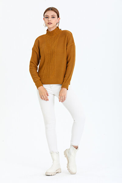 ALCHON Піврибалка з високим коміром, довгими рукавами, плетеним візерунком і грубим трикотажем, з підкладкою, з довгими рукавами, з підкладкою, з довгими рукавами, з підкладкою, з довгими ру