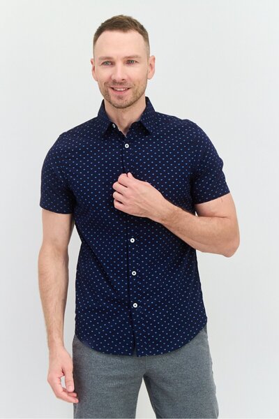 Modern Culture قميص رجالي كاجوال بأكمام قصيرة وقصة عادية ، مطبوع بالكامل، متع...