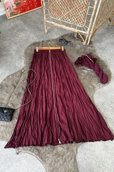 Poliyance Fusta cu fermoar Sara Burgundy