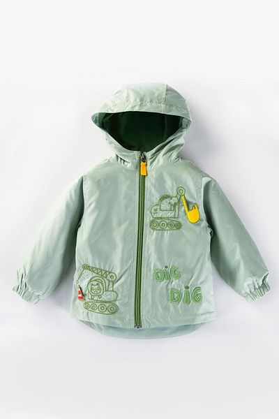 Ofislot Scoop Print, Long Sleeve, Zip-Up and Hooded Rain Coat for Baby Boys and Children