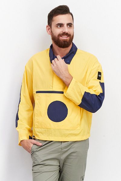 Aigle Men High Neck Long Sleeve Windbreaker Jacket, Yellow