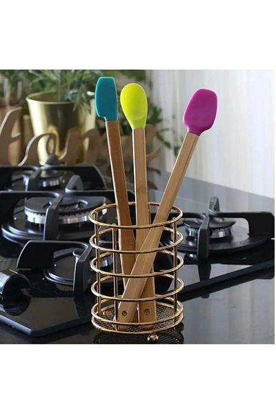 Anadolu Saray 3 Pcs Heat Resistant Silicone Spatula Set Silicone 3-Piece Kitchenware Set Colorful Spoon Spatula Set