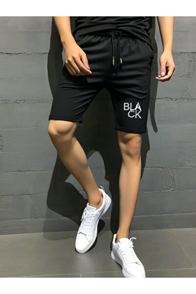 DEEPSENCE Men's Black Black Design Slimfit Shorts