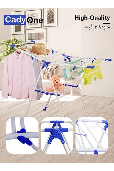 Cady One White and Blue Clothes Drying Rack and Clothes Dryer