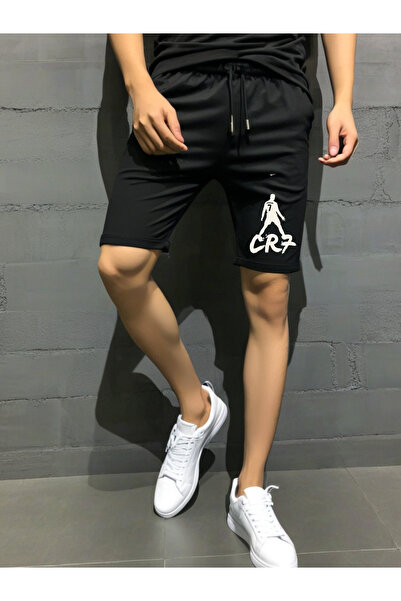 DEEPSENCE Men's Black Cr7 Design Slimfit Shorts