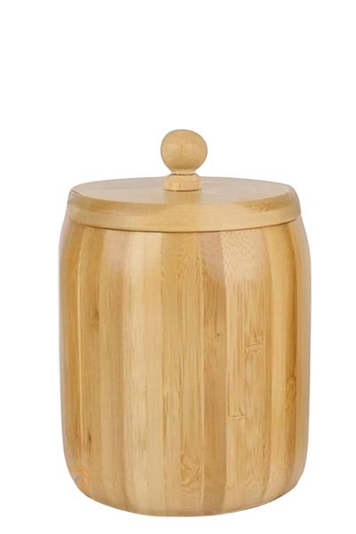 sweenhome Bamboo Sugar Bowl Spice Jar 14×12 cm I Multi-Purpose Wooden Storage Jar with Lid