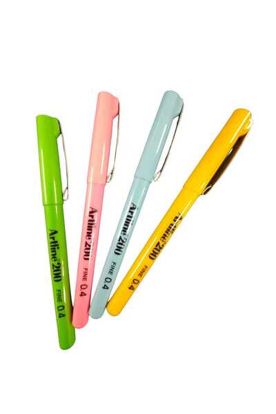 artline ARTLINE 200N قلم رصاص ذو طرف رفيع 0.4 (أصفر، أزرق، وردي، F.GREEN) مجم...