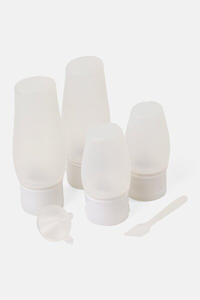 Miamica 4 Pcs Silicone Travel Bottle Set, Transparent