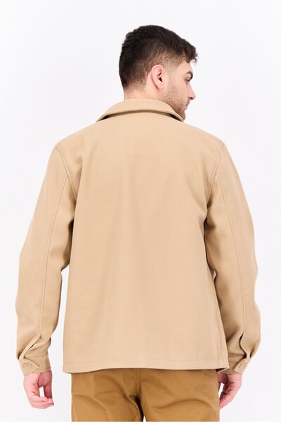 Threadbare Men Solid Long Sleeve Jacket Shirt, Tan