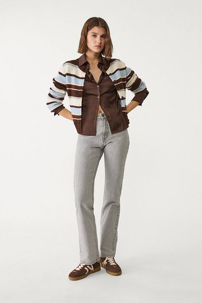 Stradivarius Fitted satin shirt