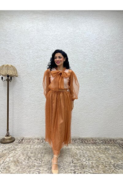 KÜÇÜĞÜM BUTİK Brown Tulle Glitter Skirt