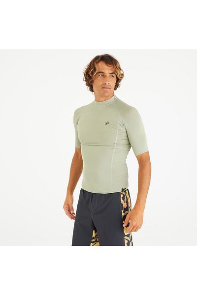 Decathlon Ανδρικό μπλουζάκι Olaian Slim Fit με κοντό μανίκι με προστασία UV - Χακί - 500