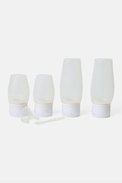 Miamica 4 Pcs Silicone Travel Bottle Set, Transparent