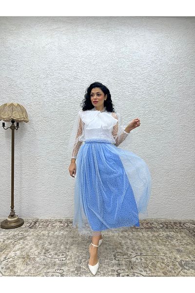 KÜÇÜĞÜM BUTİK Blue Tulle Glitter Skirt