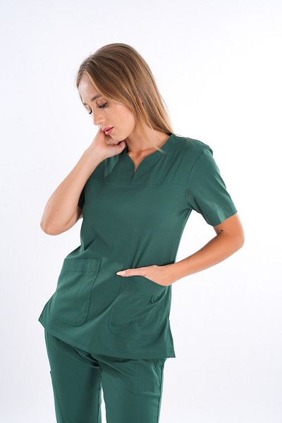 Nur Medikal Giyim Business Model Soft Lycra Duck Head Green Doctor Nurse Hospital Scrubs Uniform Set