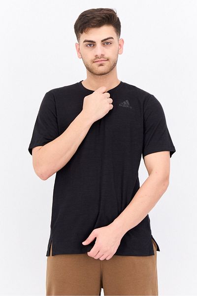 adidas Men Regular Fit Short Sleeve Training T-shirt, Black