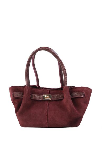 Mio Gusto Genuine Suede Burgundy Color Mini Hand and Arm Women's Bag