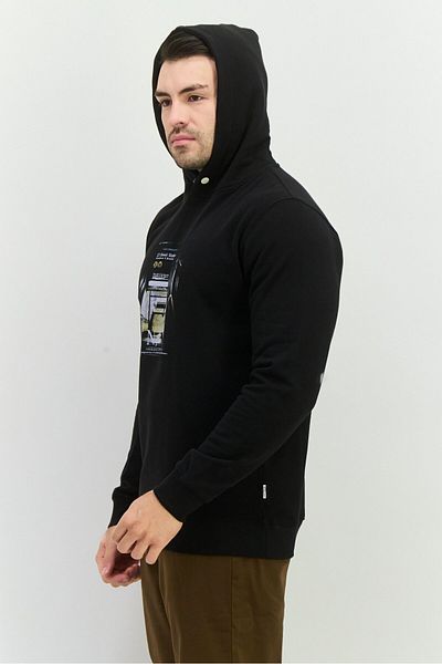 Sorbino Men Hooded Long Sleeves Graphic Print Sweatshirt, Black Combo