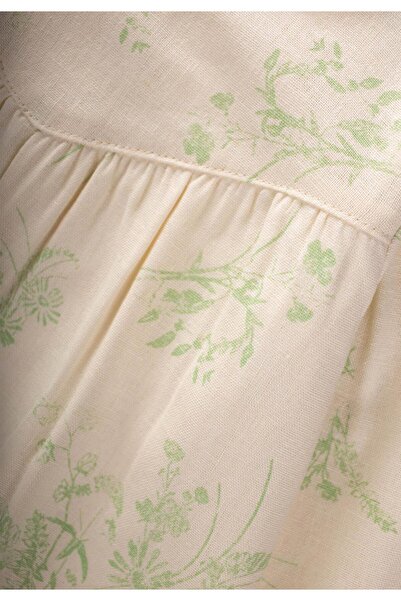 Cigit Desenli Elbise 2-6 Yaş Yeşil Çiçek Desen