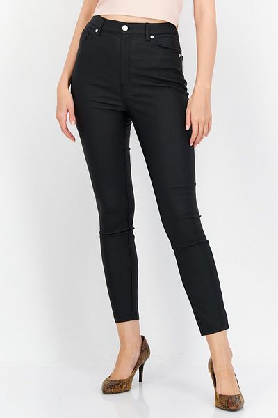 NA-KD Women Fitted Leg Waxed Skinny Pants, Black