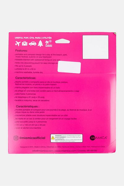 Miamica Outdoor Blanket 155 X 140 Cm, Pink