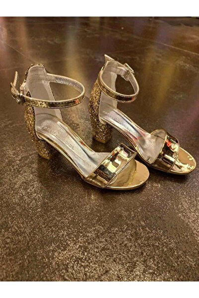 moona kids 26-36 Numara Kız Çocuk Topuklu Ayakkabı Gold