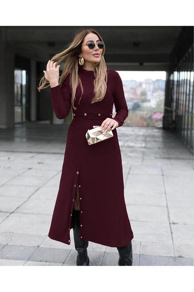 İpeksi Silky Women's Long Sleeve Snap Fastener Viscose Crop Blouse and Slit Skirt Double Dress as You Want