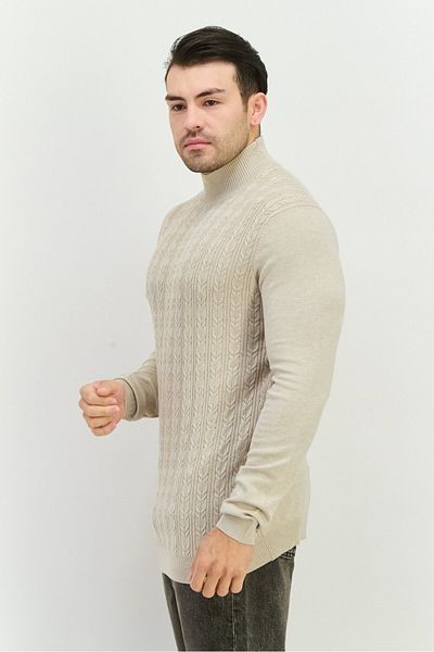 Sorbino Men Mock Neck Knitted Sweater, Beige