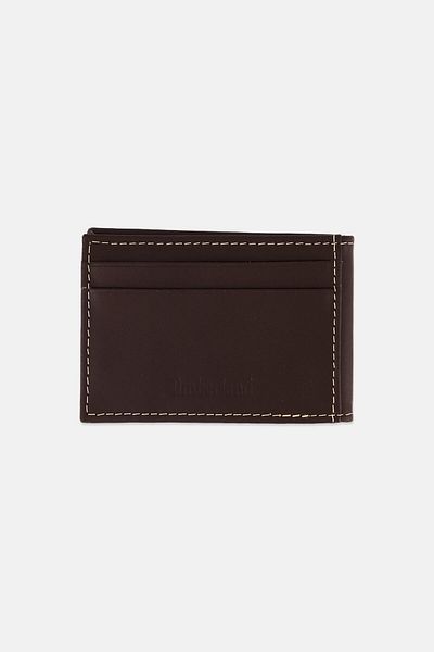 Timberland Men Brand Logo Flip Clip Wallet 10 L x 7 H x 1 W cm, Dark Brown