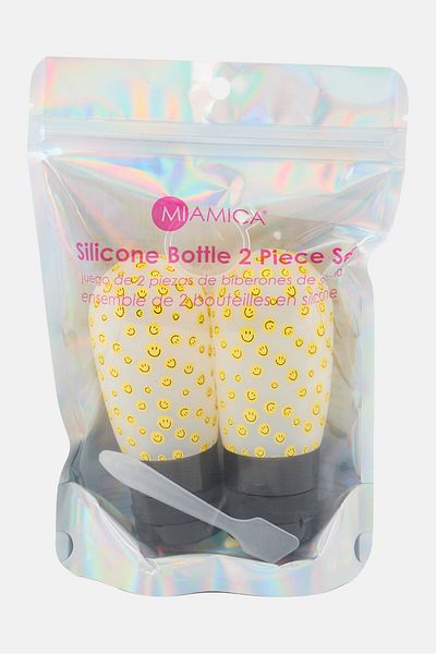 Miamica 2 Pcs Printed Silicone Bottle Set 89ml, Black